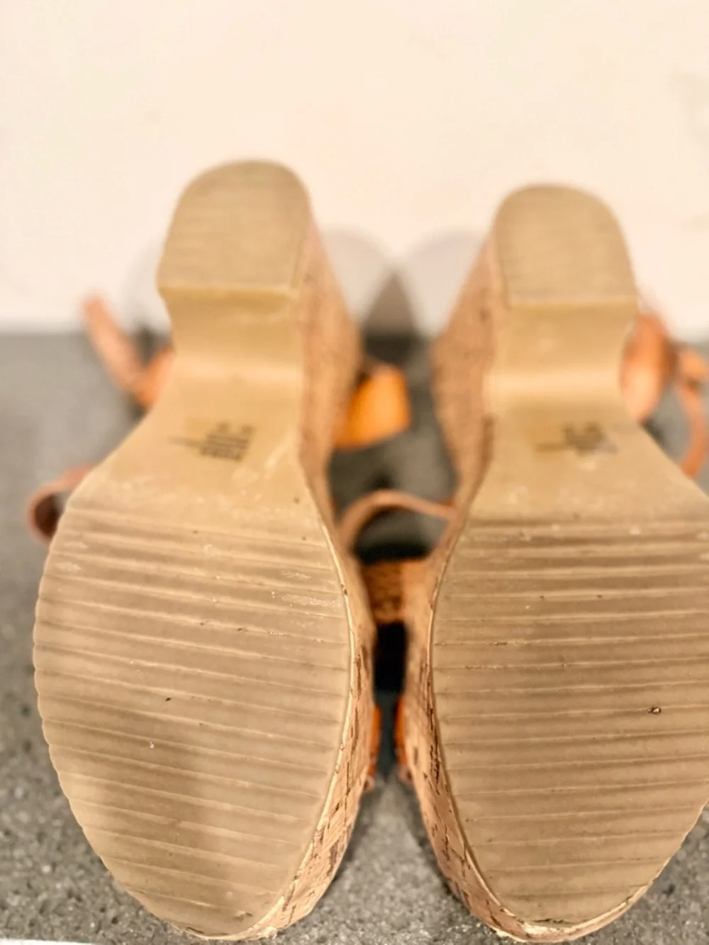 Jelly Pop Memory Foam Woven Tan Cork Wedge Sandals with Buckle Strap - Picture 9 of 11